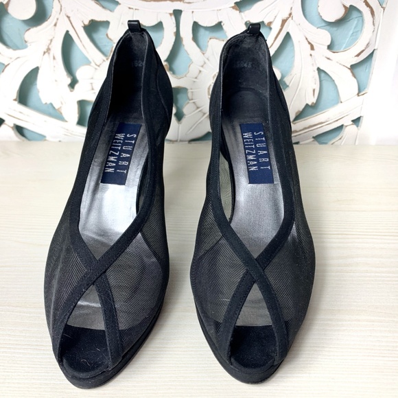 Stuart Weitzman Black Sheer Peep Toe Pumps - Picture 2 of 7